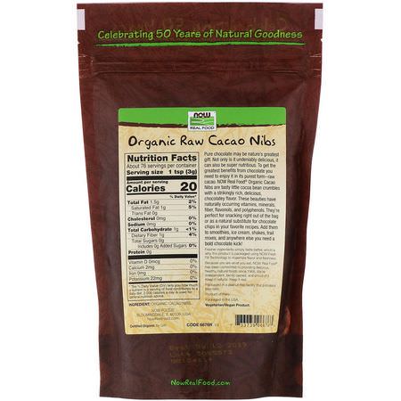 烘焙巧克力, 混合物: Now Foods, Organic, Raw Cacao Nibs, 8 oz (227 g)