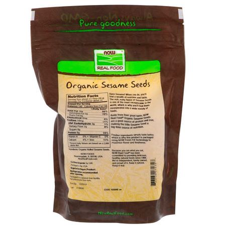 芝麻, 香料: Now Foods, Real Food, Organic Raw Sesame Seeds, 16 oz (454 g)