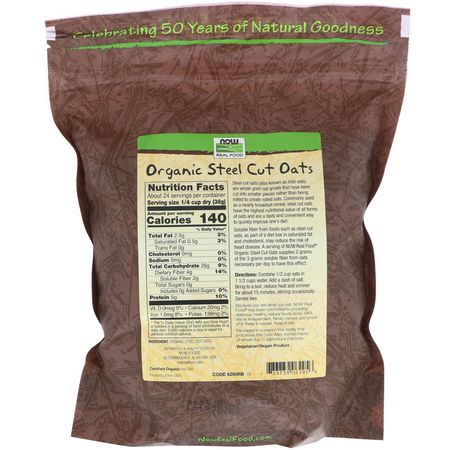 熱穀物, 燕麥片: Now Foods, Real Food, Organic Steel Cut Oats, 2 lbs (907 g)