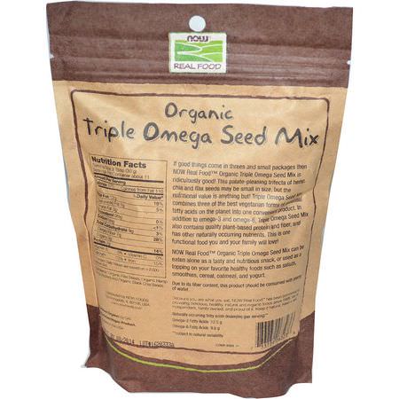 Omega-3魚油, EPA DHA: Now Foods, Real Food, Organic Triple Omega Seed Mix, 12 oz (340 g)