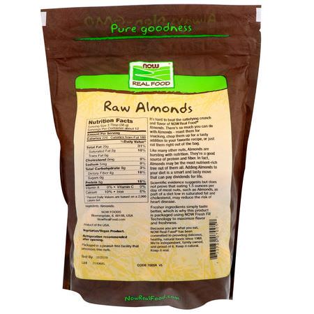 杏仁, 種子: Now Foods, Real Food, Raw Almonds, Unsalted, 16 oz (454 g)
