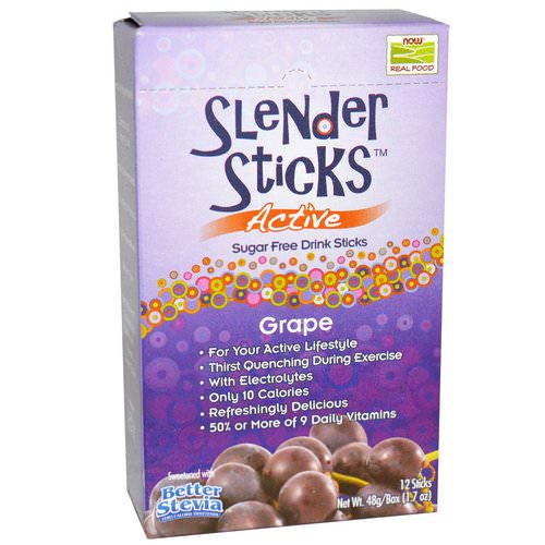 Now Foods, Real Food, Slender Sticks, Active, Grape, 12 Sticks, (4 g) Each Review