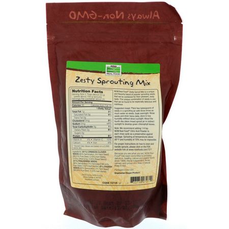 戶外園藝用品: Now Foods, Real Food, Zesty Sprouting Mix, 16 oz (454 g)