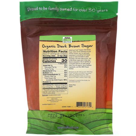 糖, 甜味劑: Now Foods, Real Foods, Organic Dark Brown Sugar, 16 oz (454 g)