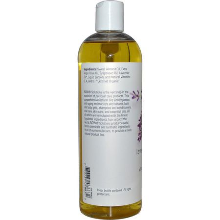 按摩油, 按摩油: Now Foods, Solutions, Lavender Almond Massage Oil, 16 fl oz (473 ml)