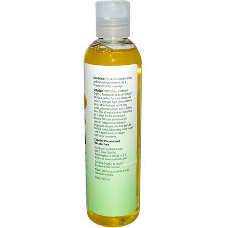 載體油, 香精油: Now Foods, Solutions, Organic Sweet Almond Oil, 8 fl oz (237 ml)