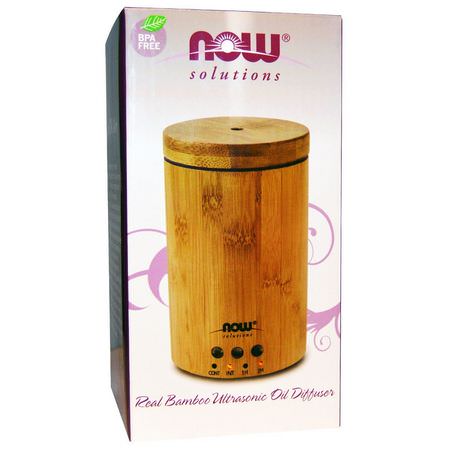 擴散器, 精油: Now Foods, Solutions, Real Bamboo Ultrasonic Oil Diffuser, 1 Diffuser