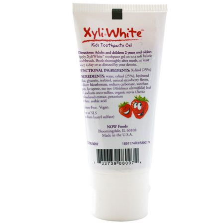 無氟化物, 牙膏: Now Foods, Solutions, XyliWhite, Kids Toothpaste Gel, Strawberry Splash, 3 oz (85 g)