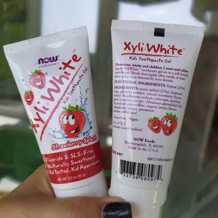 Now Foods, Solutions, XyliWhite, Kids Toothpaste Gel, Strawberry Splash, 3 oz (85 g)