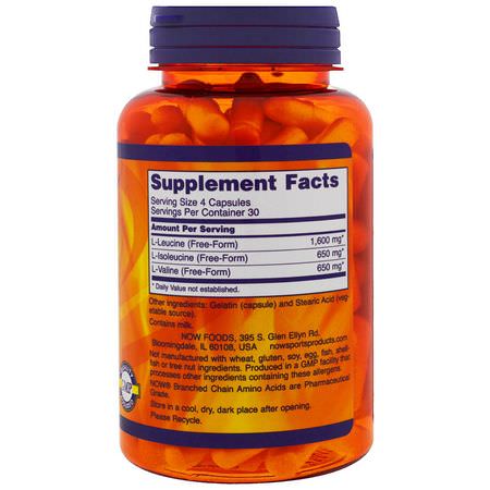 BCAA, 氨基酸: Now Foods, Sports, Branched Chain Amino Acids, 120 Capsules