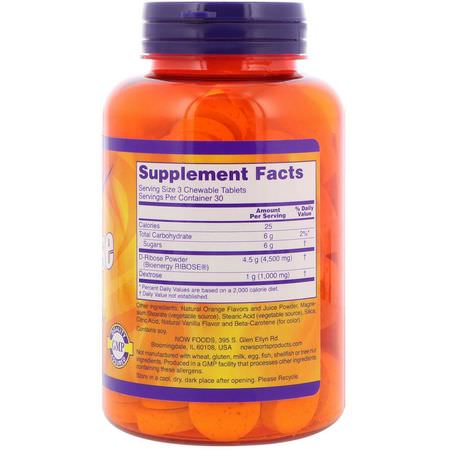 D-核糖補充劑: Now Foods, Sports, D-Ribose, Chewable, Natural Orange Juice Flavor, 1,500 mg, 90 Tablets