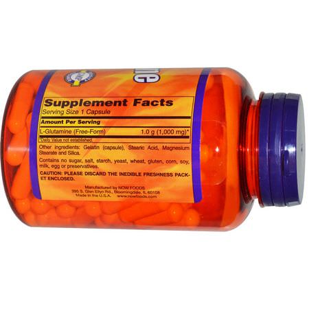 L-谷氨酰胺, 氨基酸: Now Foods, Sports, L-Glutamine, Double Strength, 1,000 mg, 120 Capsules
