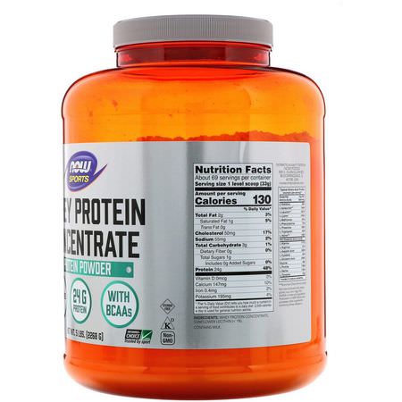 乳清蛋白, 運動營養: Now Foods, Sports, Whey Protein Concentrate, Unflavored, 5 lbs (2268 g)