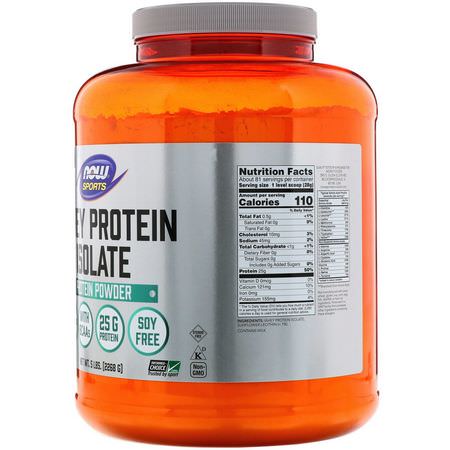 乳清蛋白, 運動營養: Now Foods, Sports, Whey Protein Isolate, Unflavored, 5 lbs (2268 g)