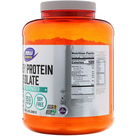 乳清蛋白, 運動營養: Now Foods, Sports, Whey Protein Isolate, Creamy Vanilla, 5 lbs. (2268 g)