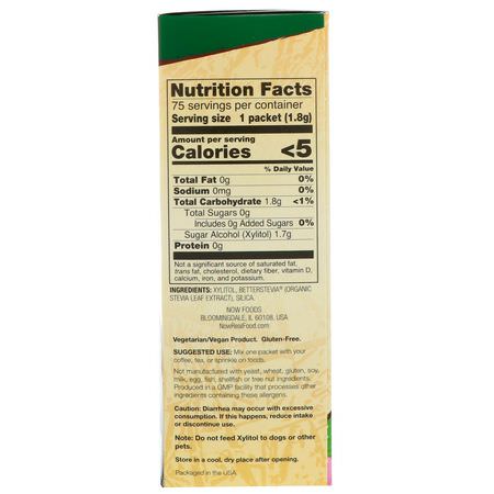 木糖醇, 甜味劑: Now Foods, Xylitol Plus, 75 Packets, 4.76 oz (135 g)