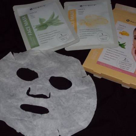 Nu-Pore, Collagen Essence Face Mask Set, Vitamin E & Green Tea, 2 Single-Use Masks, 0.85 fl oz (25 g) Each