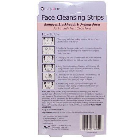 清潔劑, 洗面奶: Nu-Pore, Face Cleansing Strips, 3 Strips