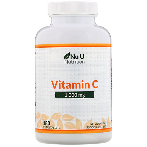 Nu U Nutrition, Vitamin C, 1,000 mg, 180 Vegan Tablets Review