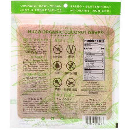 包裹, 麵包: NUCO, Organic Coconut Wraps, Original, 5 Wraps (14 g) Each