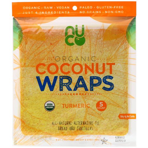 NUCO, Organic Coconut Wraps, Turmeric, 5 Wraps (14 g) Each Review