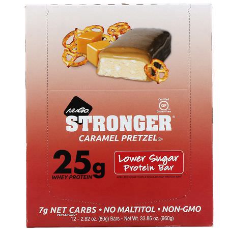 蛋白棒, 布朗尼蛋糕: NuGo Nutrition, Stronger, Caramel Pretzel, 12 Bars, 2.82 oz (80 g) Each