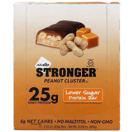 蛋白棒, 布朗尼蛋糕: NuGo Nutrition, Stronger, Peanut Cluster, 12 Bars, 2.82 oz (80 g) Each