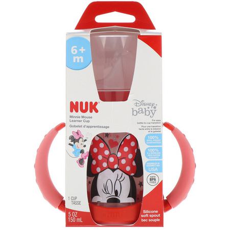 杯子, 孩子餵食: NUK, Disney Baby, Learner Cup, Minnie Mouse, 6+ Months, 1 Cup, 5 oz (150 ml)