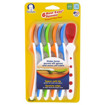 餐具, 孩子餵養: NUK, Gerber Rest Easy Spoons, 6 Spoons