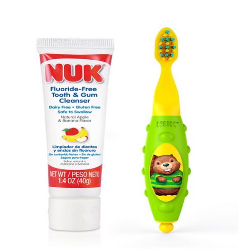NUK, Grins & Giggles Toddler Toothbrush Set, 12+ Months, 1 Cleanser & 1 Brush Review