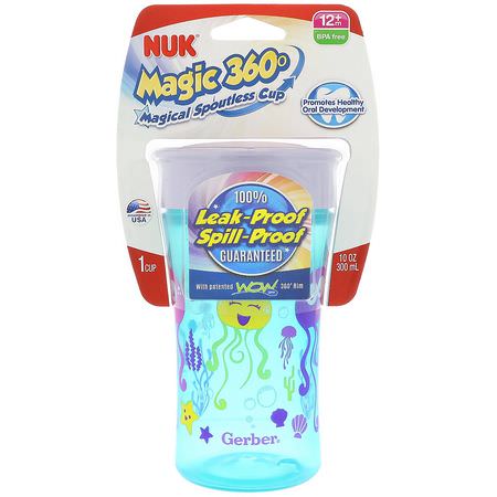 杯子, 孩子餵養: NUK, Magic 360, Magical Spoutless Cup, 12+ Months, Girl, 1 Cup, 10 oz (300 ml)