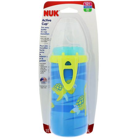 杯子, 孩子餵養: NUK, Turtle Active Cup, 12+ Months, 1 Cup, 10 oz (300 ml)