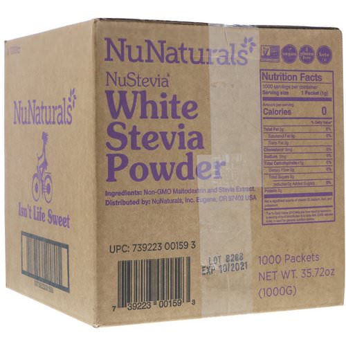 NuNaturals, NuStevia, White Stevia Powder, 1000 Packets, 2.23 lbs (1000 g) Review