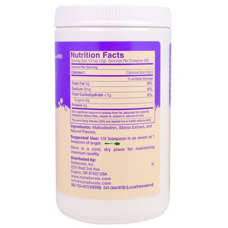 甜葉菊, 甜味劑: NuNaturals, NuStevia White Stevia Powder, 12 oz (340 g)