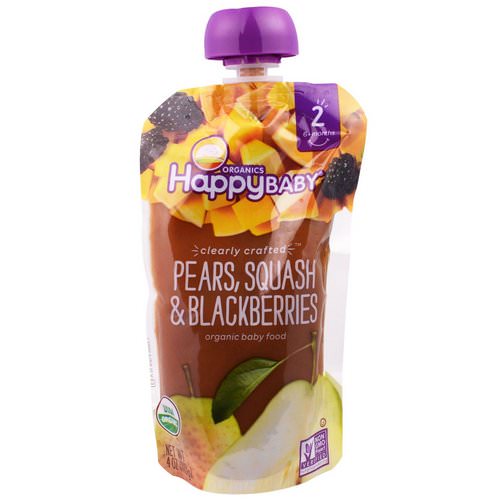 Happy Family Organics, Organic Baby Food, Stage 2, Clearly Crafted 6+ Months, Pears, Squash & Blackberries, 4.0 oz (113 g) Review
