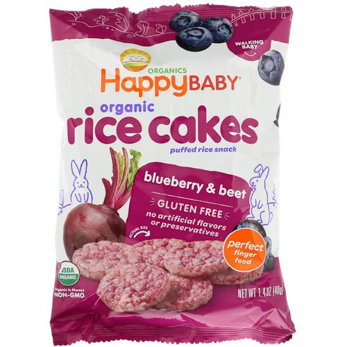 Happy Family Organics, Organic Rice Cakes, Puffed Rice Snack, Blueberry & Beet, 1.4 oz (40 g) Review