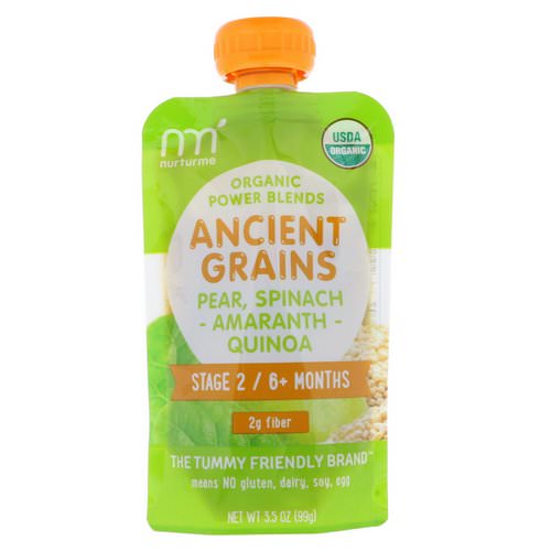 NurturMe, Organic Power Blends, Ancient Grains, Stage 2/6+ Months, Pear, Spinach, Amaranth, Quinoa, 3.5 oz (99 g) Review