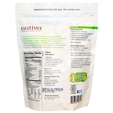 Chia種子: Nutiva, Organic Chia Seed, Black, 12 oz (340 g)