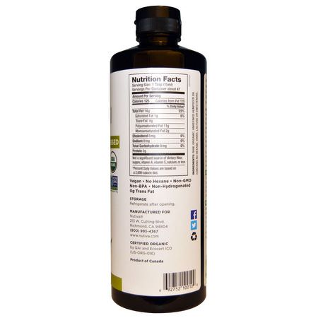 大麻油, 醋: Nutiva, Organic Hemp Oil, Cold Pressed, 24 fl oz (710 ml)