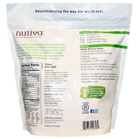 大麻種子: Nutiva, Organic Hemp Seed, Raw Shelled, 19 oz (539 g)