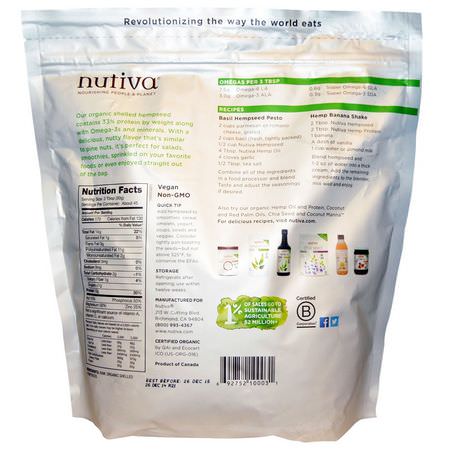 大麻種子: Nutiva, Organic Hemp Seed Raw Shelled, 3 lbs (1.36 kg)