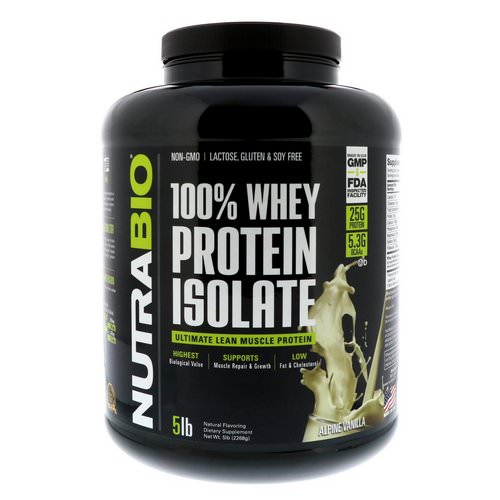 NutraBio Labs, 100% Whey Protein Isolate, Alpine Vanilla, 5 lbs (2268 g) Review