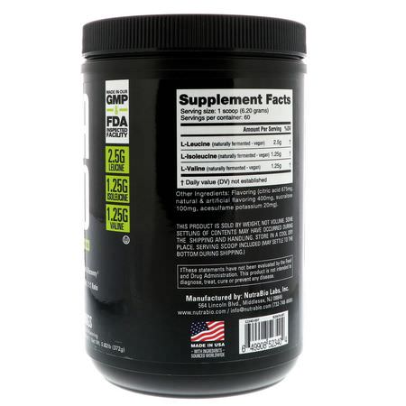 BCAA, 氨基酸: NutraBio Labs, BCAA 5000, Lemon Lime, 0.82 lb (372 g)
