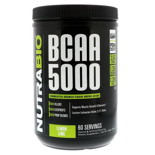 NutraBio Labs, BCAA 5000, Lemon Lime, 0.82 lb (372 g) Review