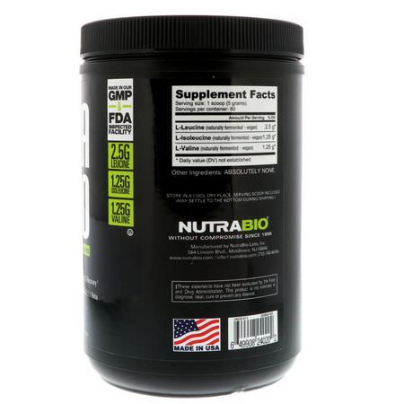 BCAA, 氨基酸: NutraBio Labs, BCAA 5000, Raw Unflavored, 0.9 lb (400 g)
