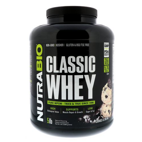 NutraBio Labs, Classic Whey Protein, Cookies & Cream, 5 lbs (2268 g) Review