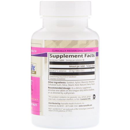 益生菌, 消化: NutraLife, ProvENT with Blis K12, 20 mg, 30 Easy Chew Tablets