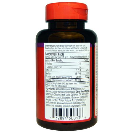 蝦青素, 抗氧化劑: Nutrex Hawaii, BioAstin, 4 mg, 120 Vegan Soft Gels