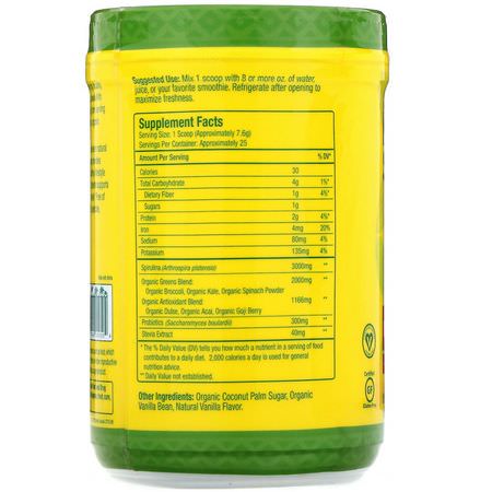 超級食品, 綠色食品: Nutrex Hawaii, Hawaiian Spirulina, Green Complete Superfood Powder, Natural Vanilla, 6.70 oz (190 g)