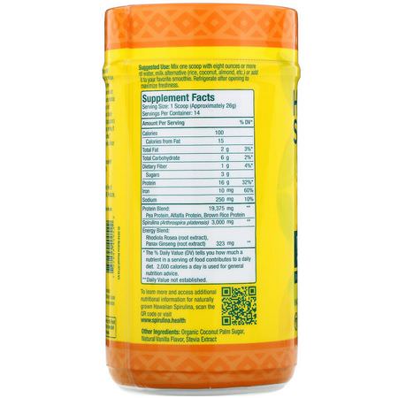 植物性, 植物性蛋白: Nutrex Hawaii, Hawaiian Spirulina, Protein Shake, Natural Vanilla, 12.8 oz (364 g)